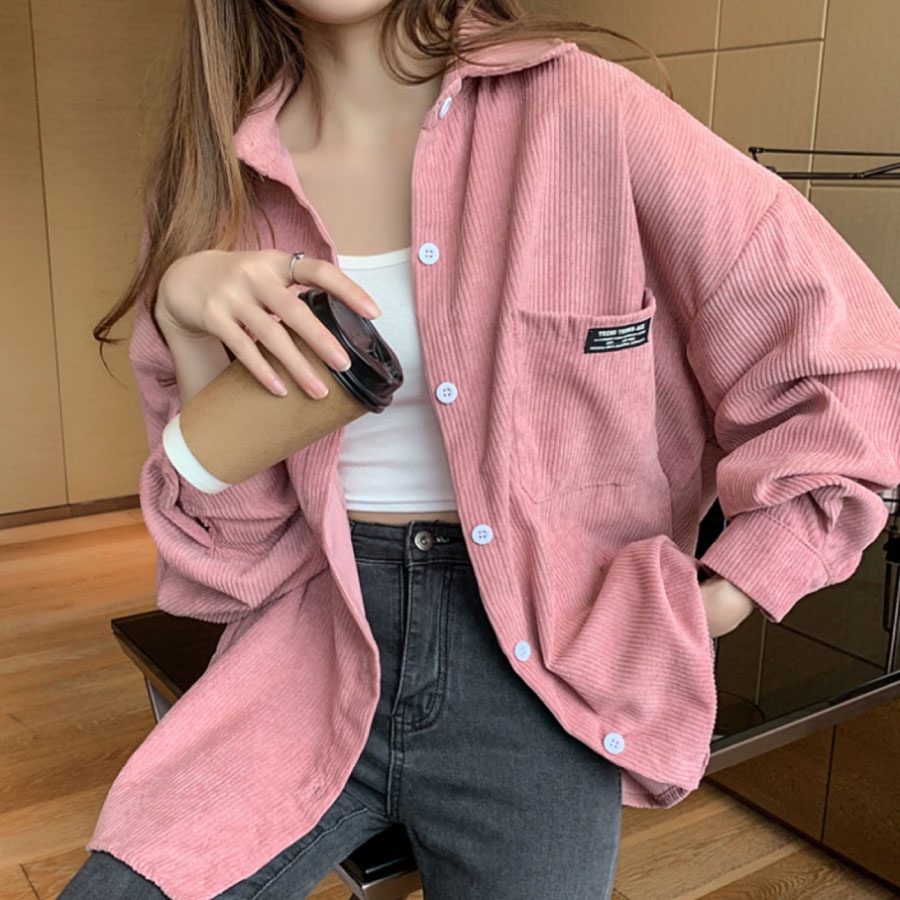 Áo Sơ Mi Nhung Tăm Ulzzang Áo Khoác Form Rộng Unisex Freesize Zinti SM01