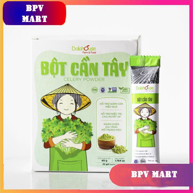 Bột Cần Tây Nguyên Chất 100% - [FREESHIP] - Dalahouse - Giảm Cân Hiệu Quả - Làm Đẹp Da