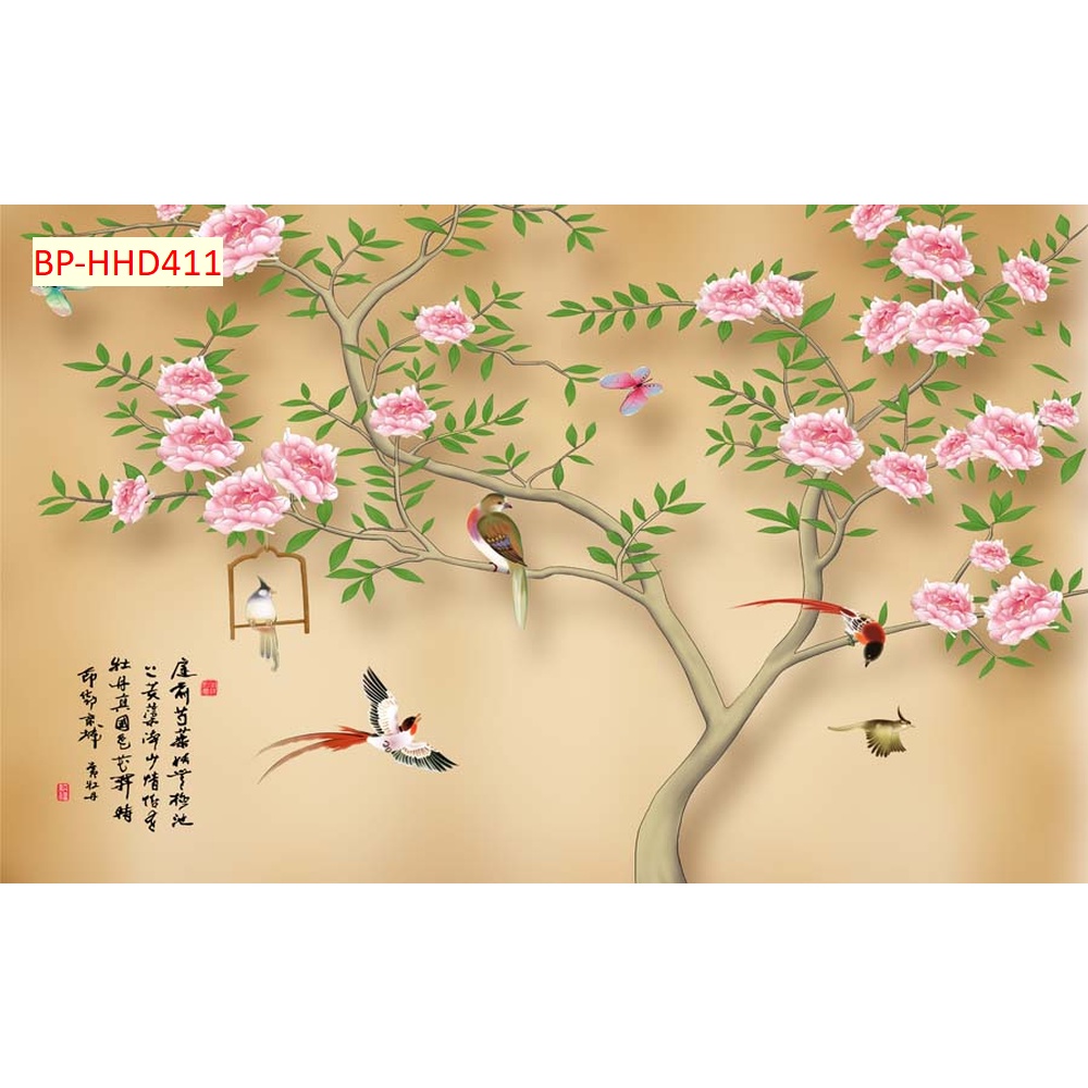 Tranh 3D INDOCHINE Vải Lụa Dán Tường Cao Cấp sang trọng, lịch sự