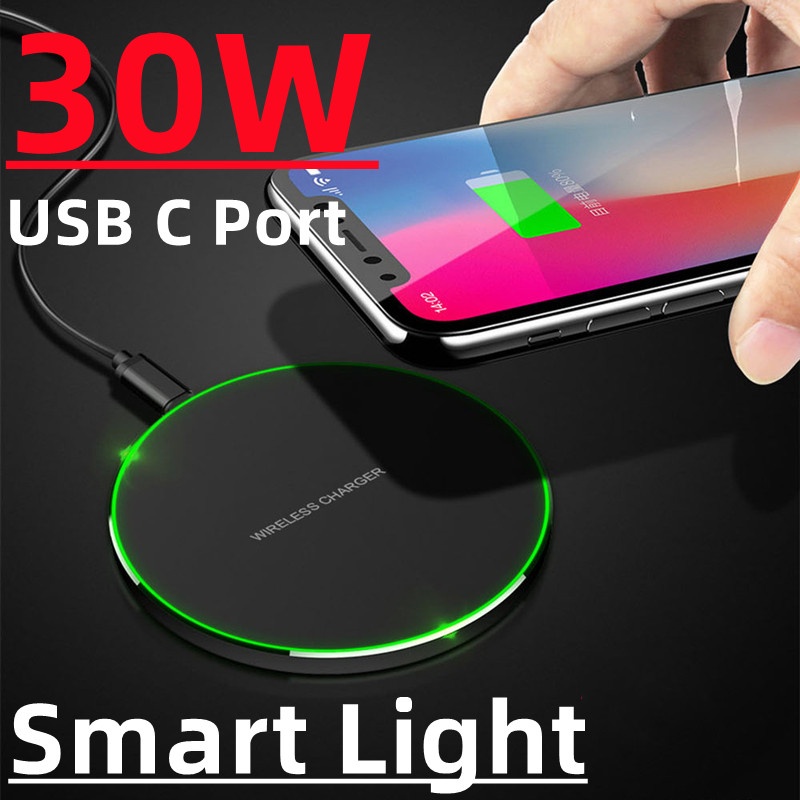 Đế Sạc Nhanh Không Dây 30W 30W Dành Cho Samsung Galaxy S10 S20 S21 S9 8 Note iPhone 13 12 11 Pro XS Max XR X 8