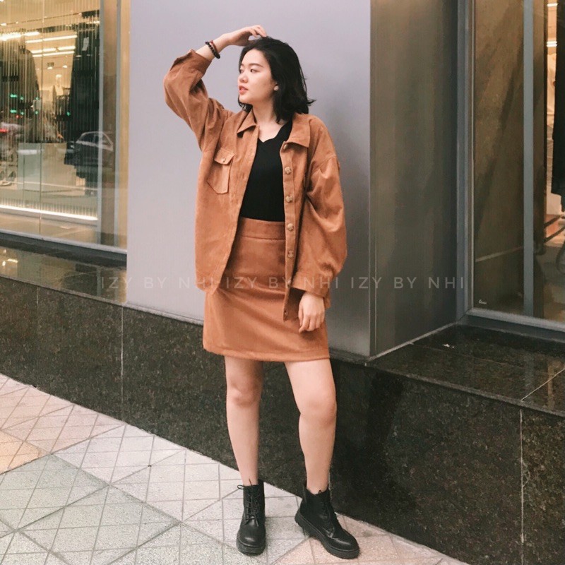 CHÂN VÁY DA LỘN MÀU NÂU BIGSIZE - IZYBYNHI | BigBuy360 - bigbuy360.vn