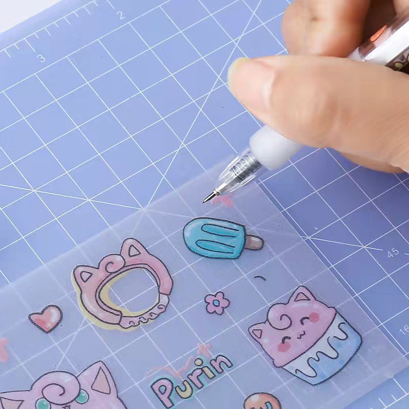 Dao cắt washi tape hình chiếc bút bấm nhiều hình dễ thương, Bút dao rọc giấy cắt sticker tiện dụng