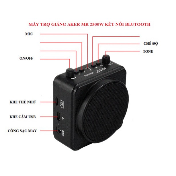 MÁY TRỢ GIẢNG AKER MR2500 MICRO không dây tiếng siêu lớn ♥️♥️