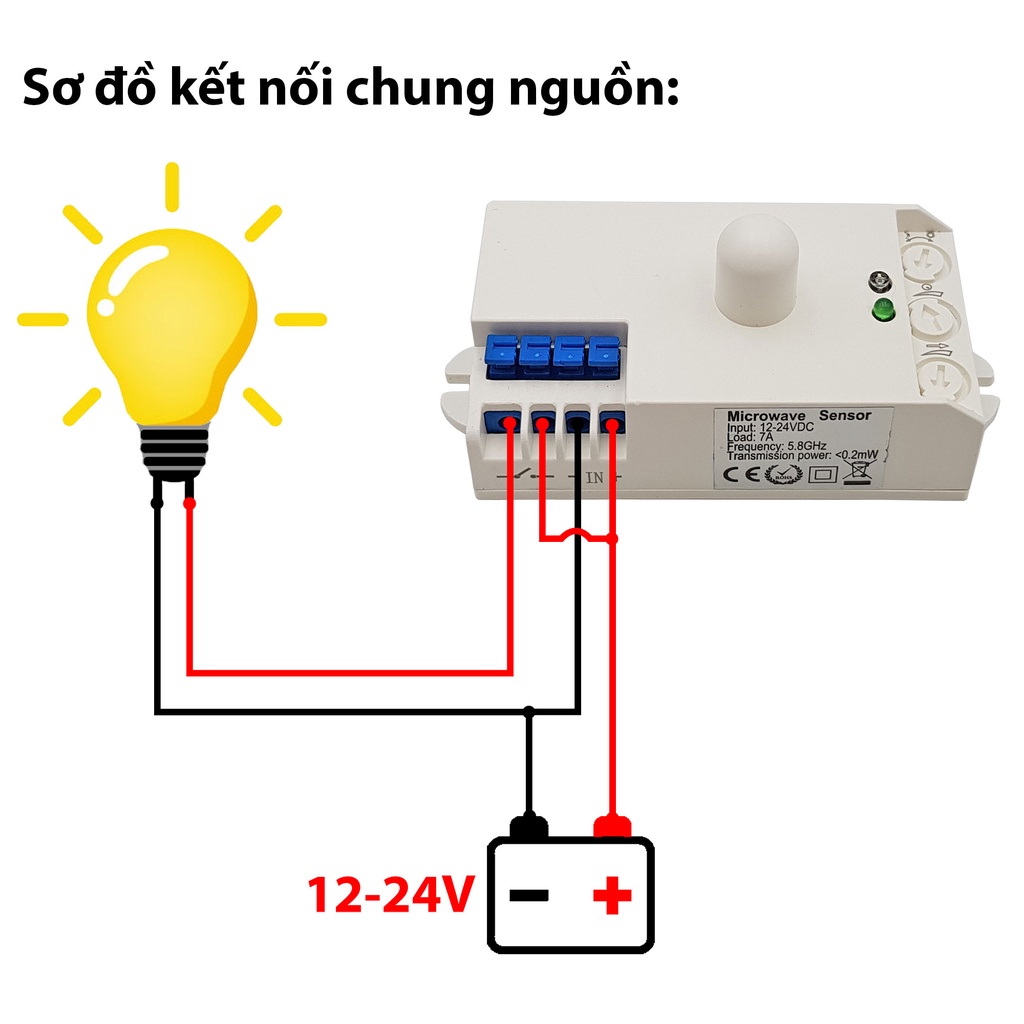 Công tắc cảm ứng chuyển động radar vi sóng SK-807K 12-24VDC