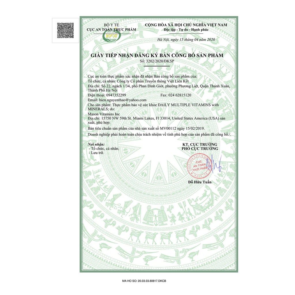 Viên uống bổ sung Vitamin khoáng chất tăng cường miễn dịch,sức khỏe mason natural Daily Multiple Vitamins