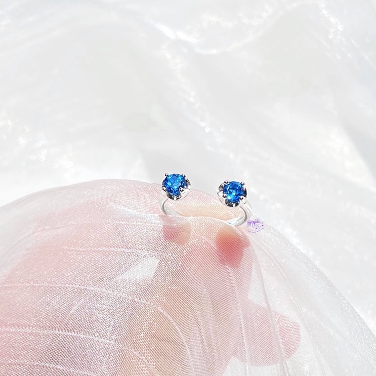 Nhẫn Bạc 925 Hai Viên Đá Topaz Thiên Nhiên SP005100 Gypsy.lala
