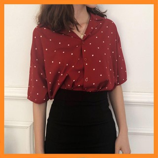 Sơ mi nữ cổ vest  chấm bi  [TTBK]