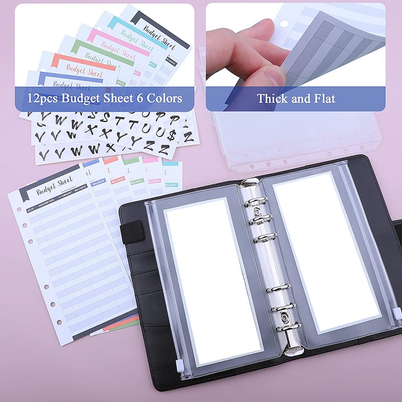 Túi đựng giấy tờ giấy A6 A6 A6 12 ngăn cho 26 Categories Ring Budget Binder A