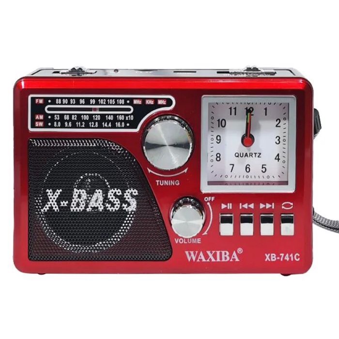 ĐÀI FM WAXIBA XB-XB741C CÓ ĐỒNG HỒ , NGHE NHẠC USB THẺ NHỚ RADIO AM FM SW CÓ ĐÈN PIN THEO KÈM PIN SẠC – 741C