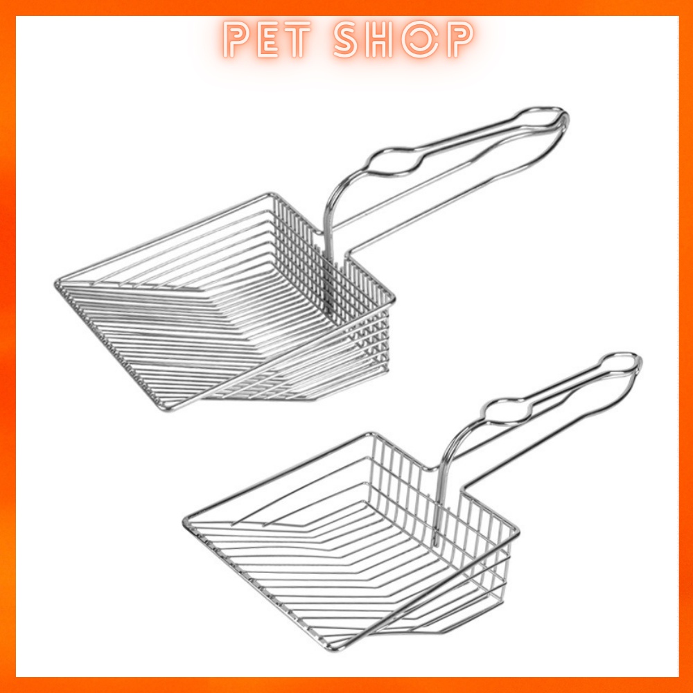 Xẻng xúc cát vệ sinh cho mèo bằng inox, xẻng xúc cát vệ sinh mèo, xẻng hốt cát dọn vệ sinh phân cho mèo