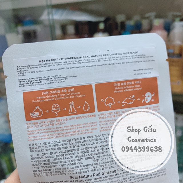 MẶT NẠ HỒNG SÂM REAL NATURE RED GINSENG FACE MASK.