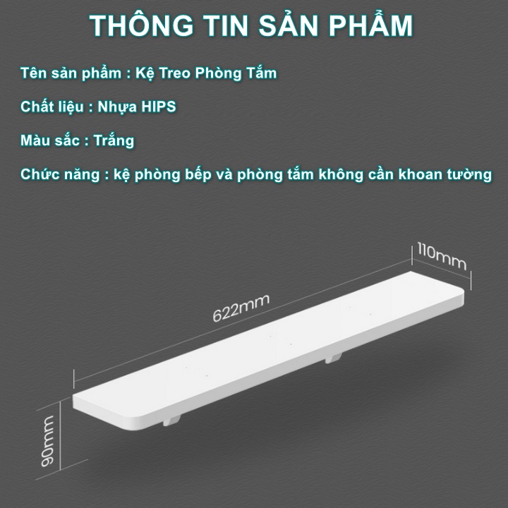 Kệ Treo Phòng Tắm HIPS Laminate Decor DIY White - Home and Garden