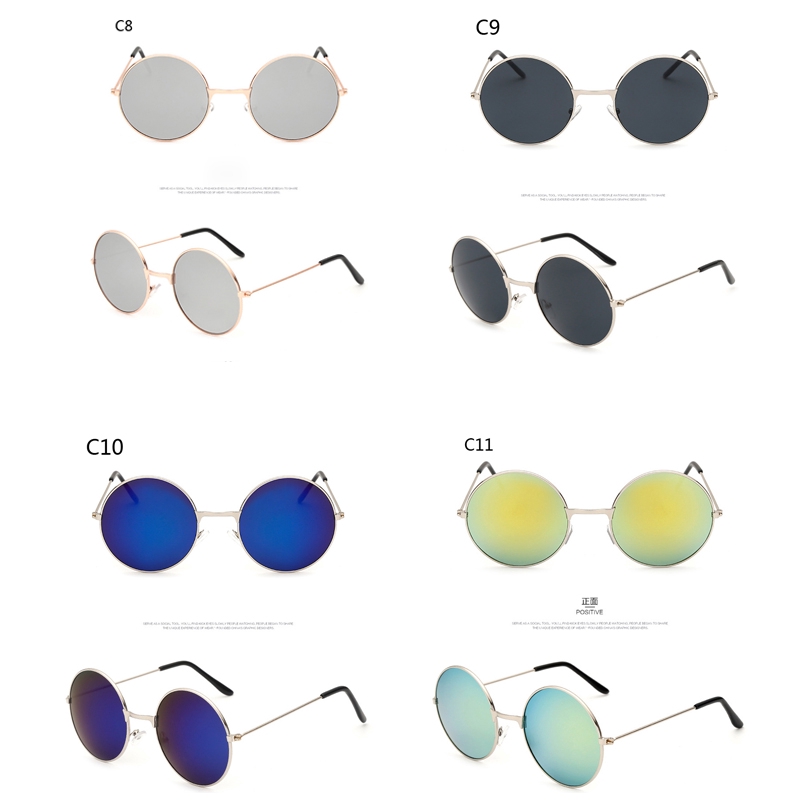 Kính mát gọng tròn bằng kim loại phong cách retro thời trang cho nam và nữ