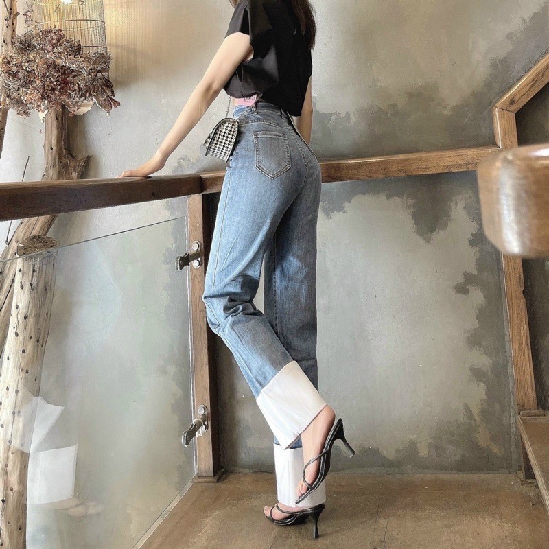 Quần culottes lật lai trắng