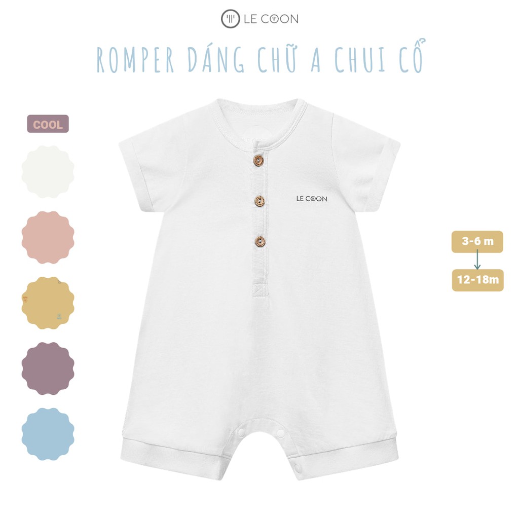 LE COON - Body Romper  lecoon dáng A chui cổ cho  bé 100% cotton LC0660