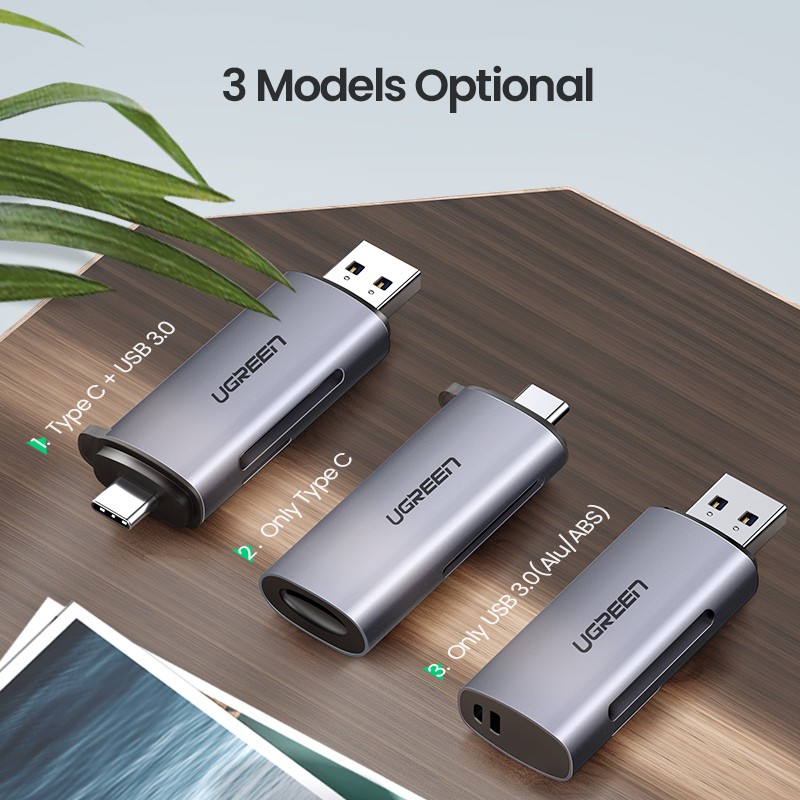 Đầu đọc thẻ nhớ Ugreen USB 3.0 Type C SD TF OTG chất lượng cao