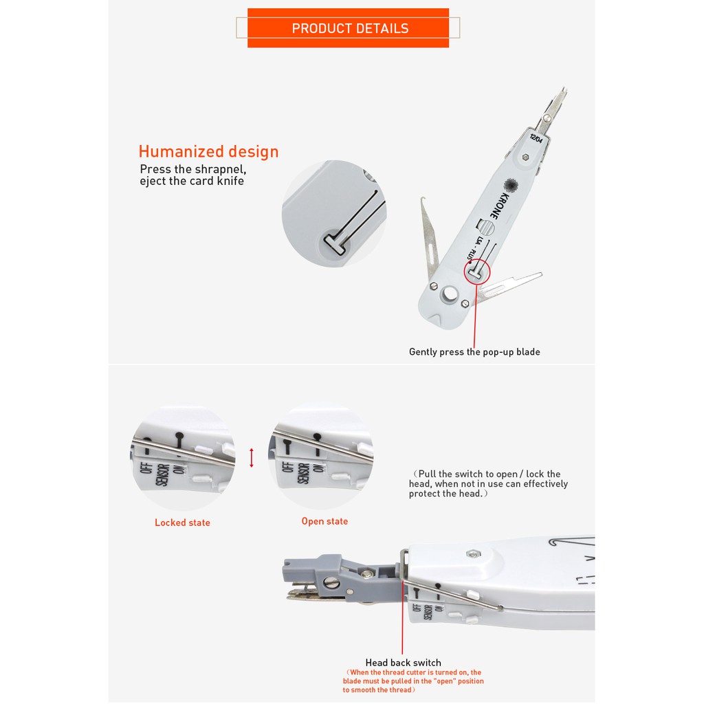 【Anbes】KỀM NHẤN KRONE (Trắng) chuyên dùng nhấn dây mạng, dây điện thoại - Tool nhấn mạng cao cấp