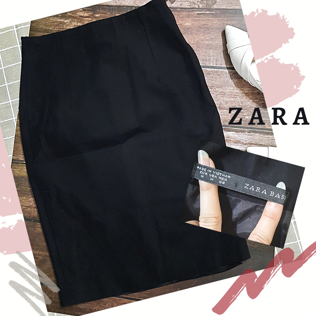 chân váy đen công sở Zara Made in Vietnam - Thanh lý cá nhân chân váy bút chì văn phòng zara đen basic - Đen5-CV