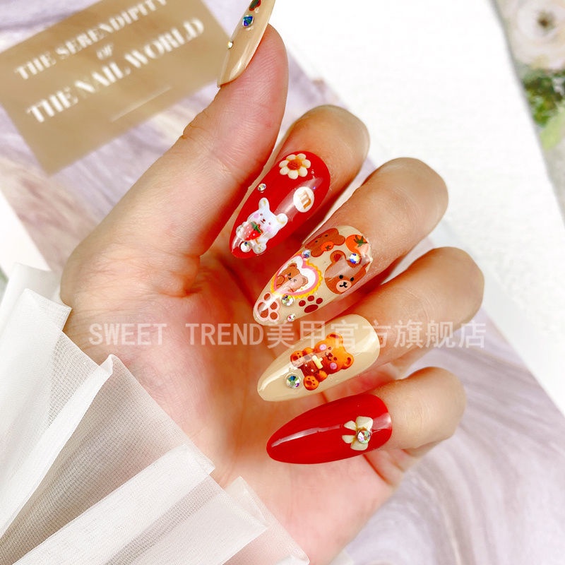 Nhãn dán móng tay 3D STZPRONAIL hình vịt / gấu / thỏ dễ thương xinh xắn cho bé