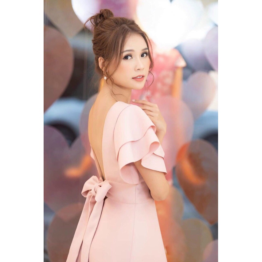 Sale: Đầm dự tiệc hở lưng tay cánh tiên - Size M