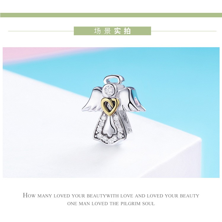 Mặt xỏ BAMOER PA5357 kiểu dáng thiên thần hộ mệnh làm vòng đeo tay dây chuyền thời trang dành cho nữ