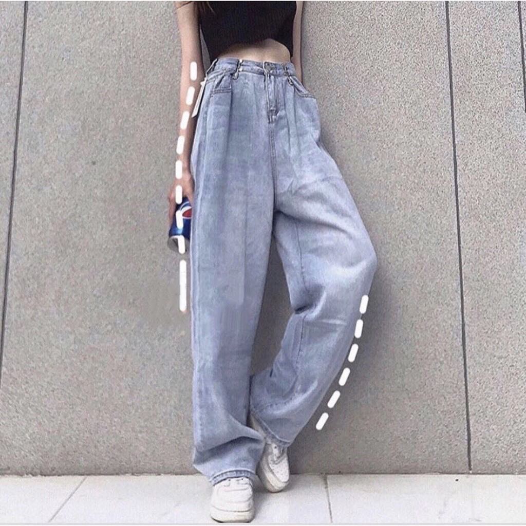 QUẦN JEAN CẠP CAO TRƠN ỐNG RỘNG UNISEX