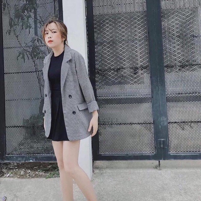 ÁO VEST KẺ MỘT LỚP CÓ KHUY CÀI | BigBuy360 - bigbuy360.vn