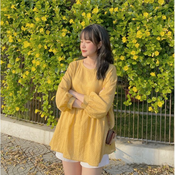 Áo Yellow Dotted Babydoll Top BJ02 Bonjourstudio
