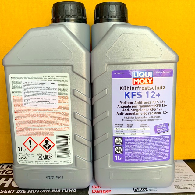 Nước Làm Mát Nguyên Chất Chưa Pha Liqui Moly Radiator Antifreeze KFS 12+ Mã 21145 Made in Germany
