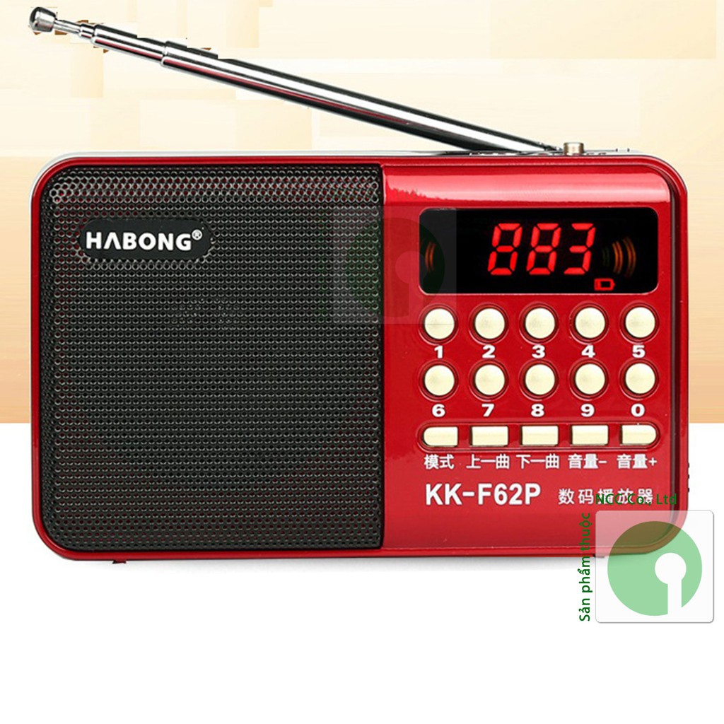 Máy nghe nhạc, mini MP3 FM Radio KK-62 - NDHS-6152-MNN (Đỏ đen)