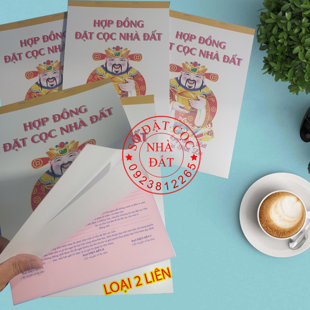 Sổ đặt cọc nhà đất Thần Tài loại 2 liên - Mẫu hợp đồng đặt cọc nhà đất