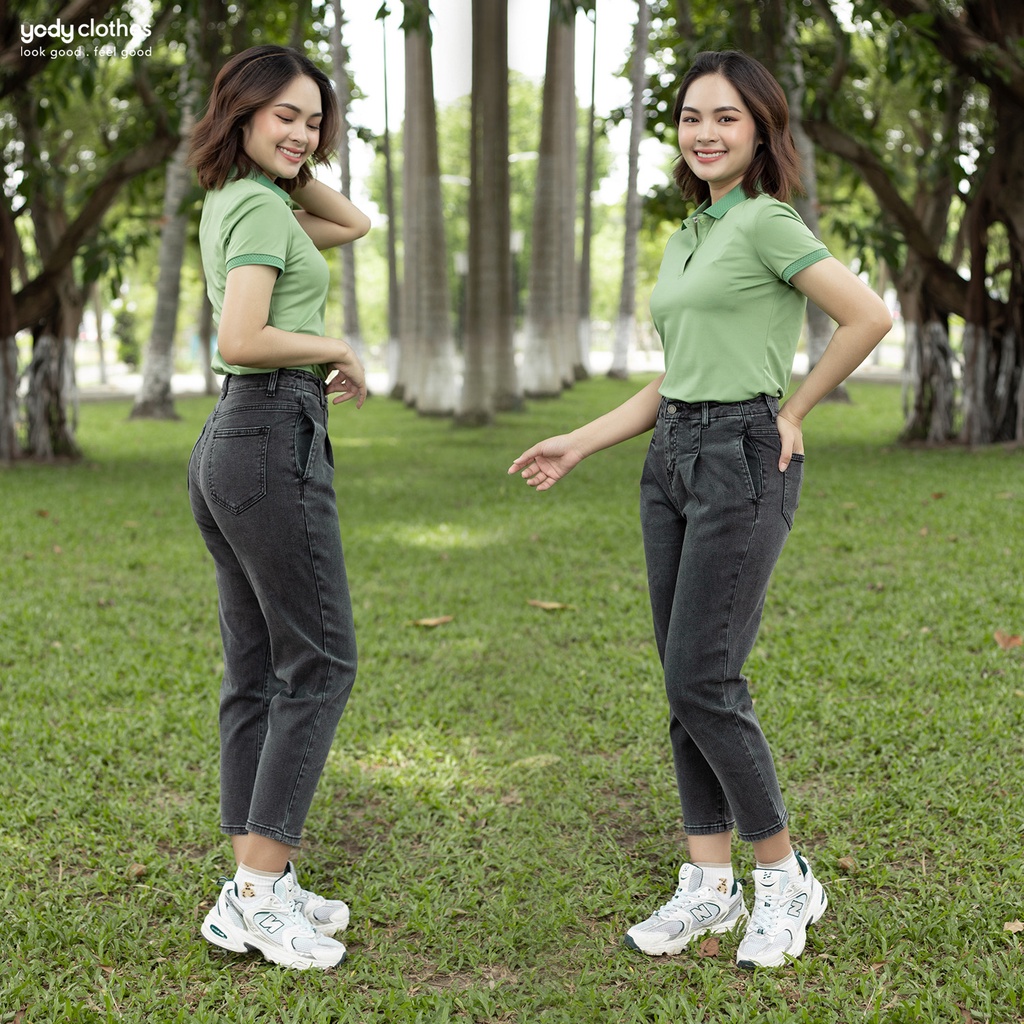 Quần jean baggy nữ YODY lưng cao co giãn tốt tôn dáng dáng basic QJN3076