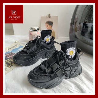 [CÓ SẴN- DÂY KÉP] Giày thể thao nữ ulzzang khuy cài ngang mũi tên đế độn cao 5 cm đi học chơi cá tính phản quang mẫu mới