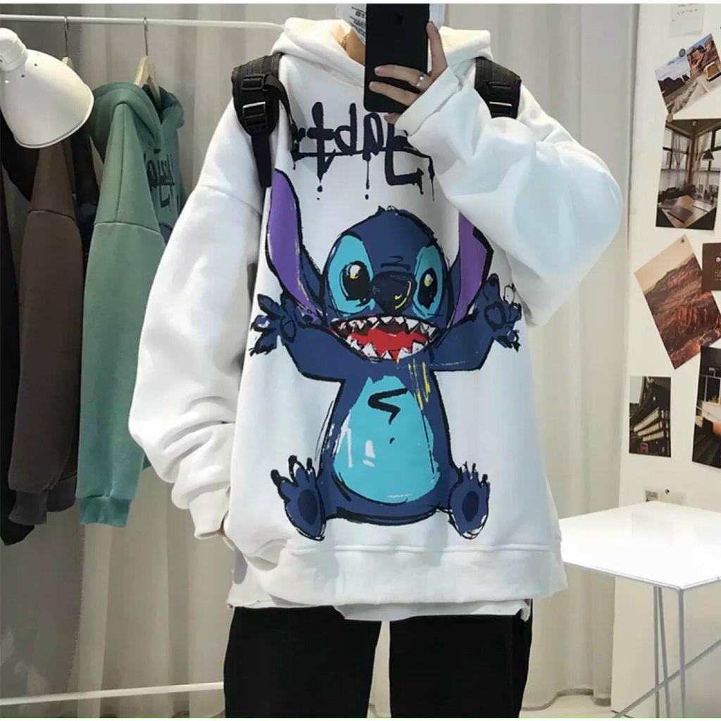 Áo Hoodie Nỉ Mũ Rộng Che Nắng Tốt Form Rộng Unisex Phù Hợp Cho Cả Nam Và Nữ In Stitch