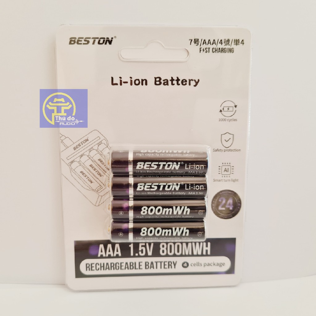 Pin sạc Li-ion 1,5V AA chính hãng Beston 2800mWh, Bộ sạc beston M7011 Sạc nhanh tự ngắt