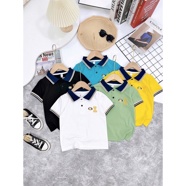 (jean baby)Áo polo cộc tay vải quảng châu mềm mát cho bé trai bé gái(10-18kg)