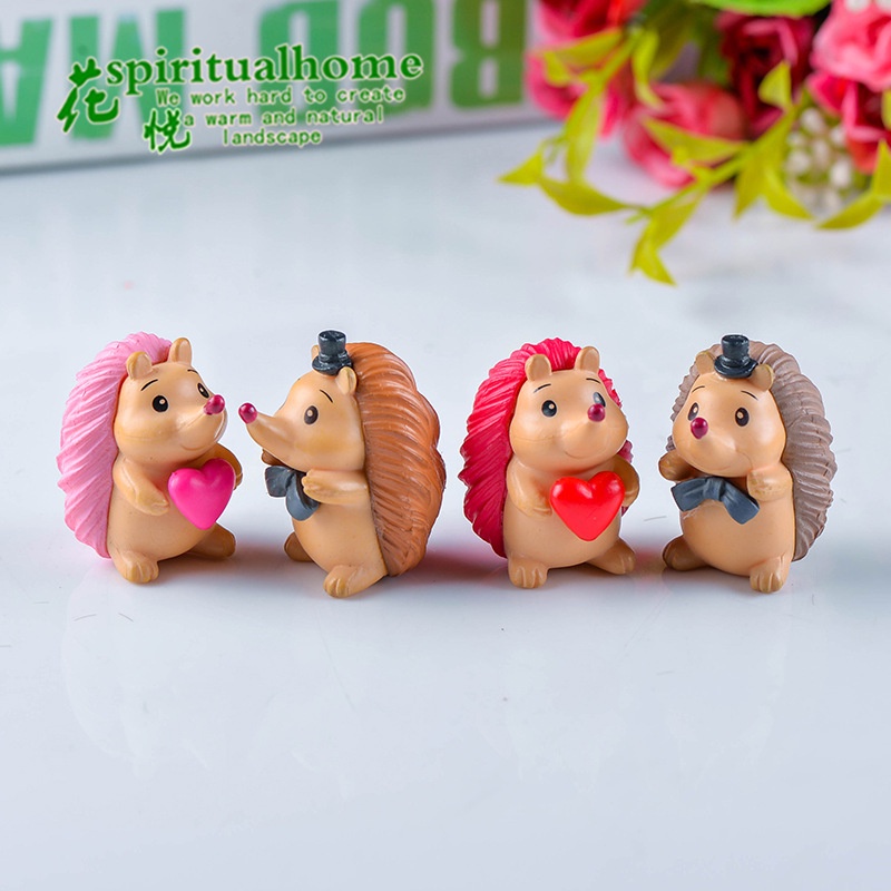 Phụ kiện Nhím ôm tim dễ thương, trang trí tiểu cảnh, mô hình cây cảnh