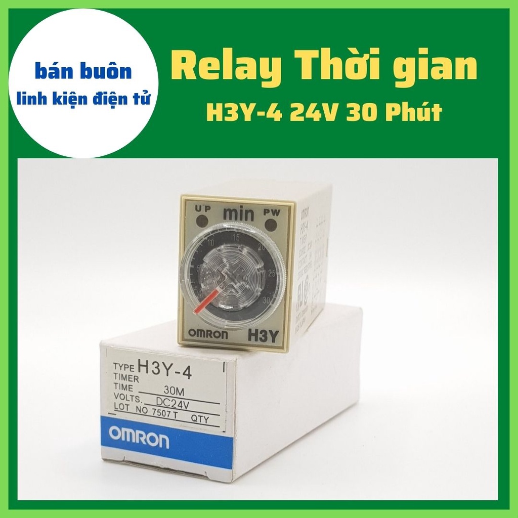 Rơ le 24V 30 Phút, Relay thời Gian Timer Omron H3Y-4 14P 24V, H3Y-4, rơ le thời gian