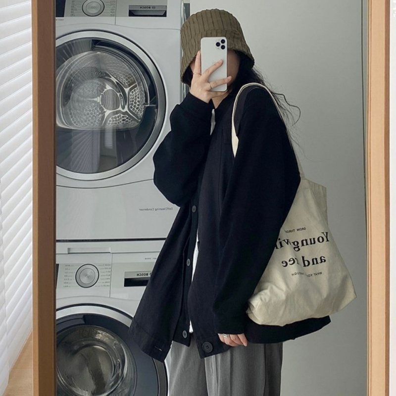 ANTUSON Áo khoác cardigan dáng rộng màu xám phong cách Hàn Quốc thiết kế mới dành cho nữ 2023
