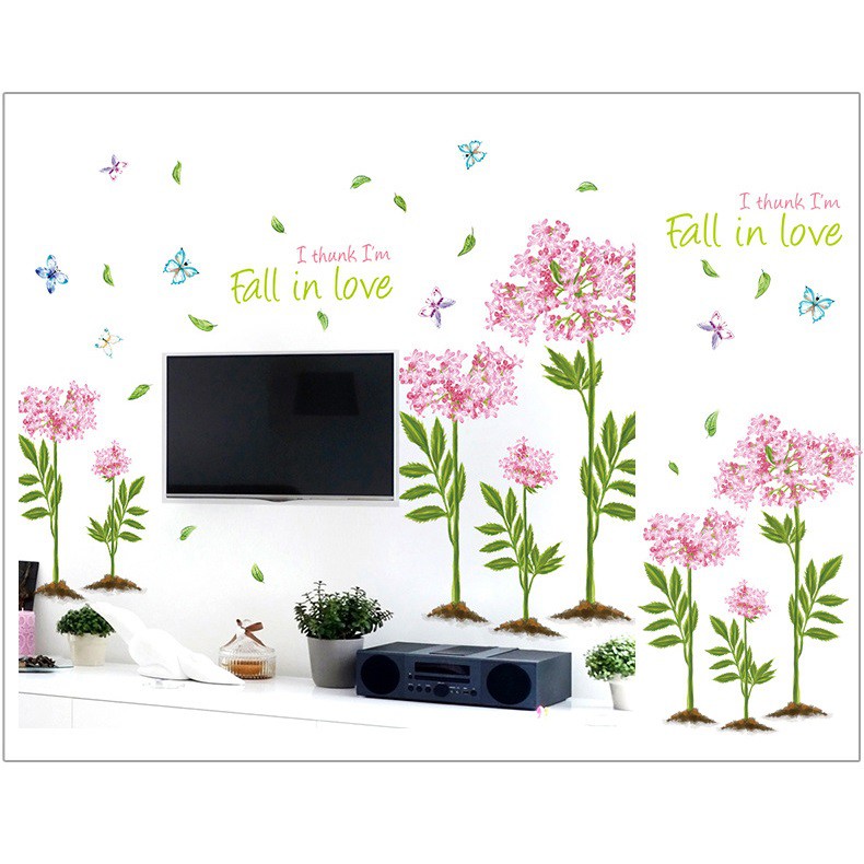 Decal dán tường Hoa mùa xuân lãng mạn dán phòng cưới phòng ngủ AmyShop DH096 ( 92 x 130 cm)