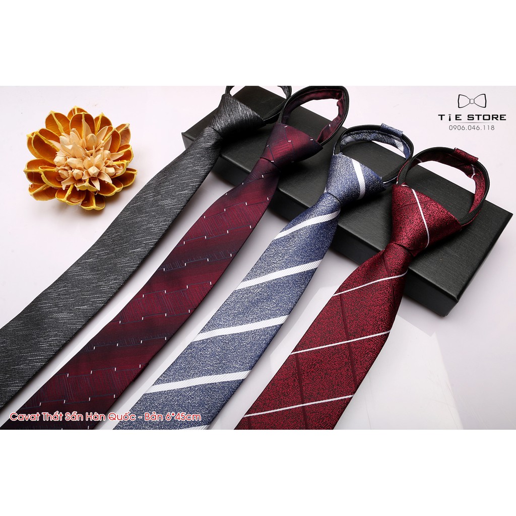 Cà Vạt Thắt Sẵn Bản Nhỏ 6*45Cm - Cavat Vạt Thắt Sẵn