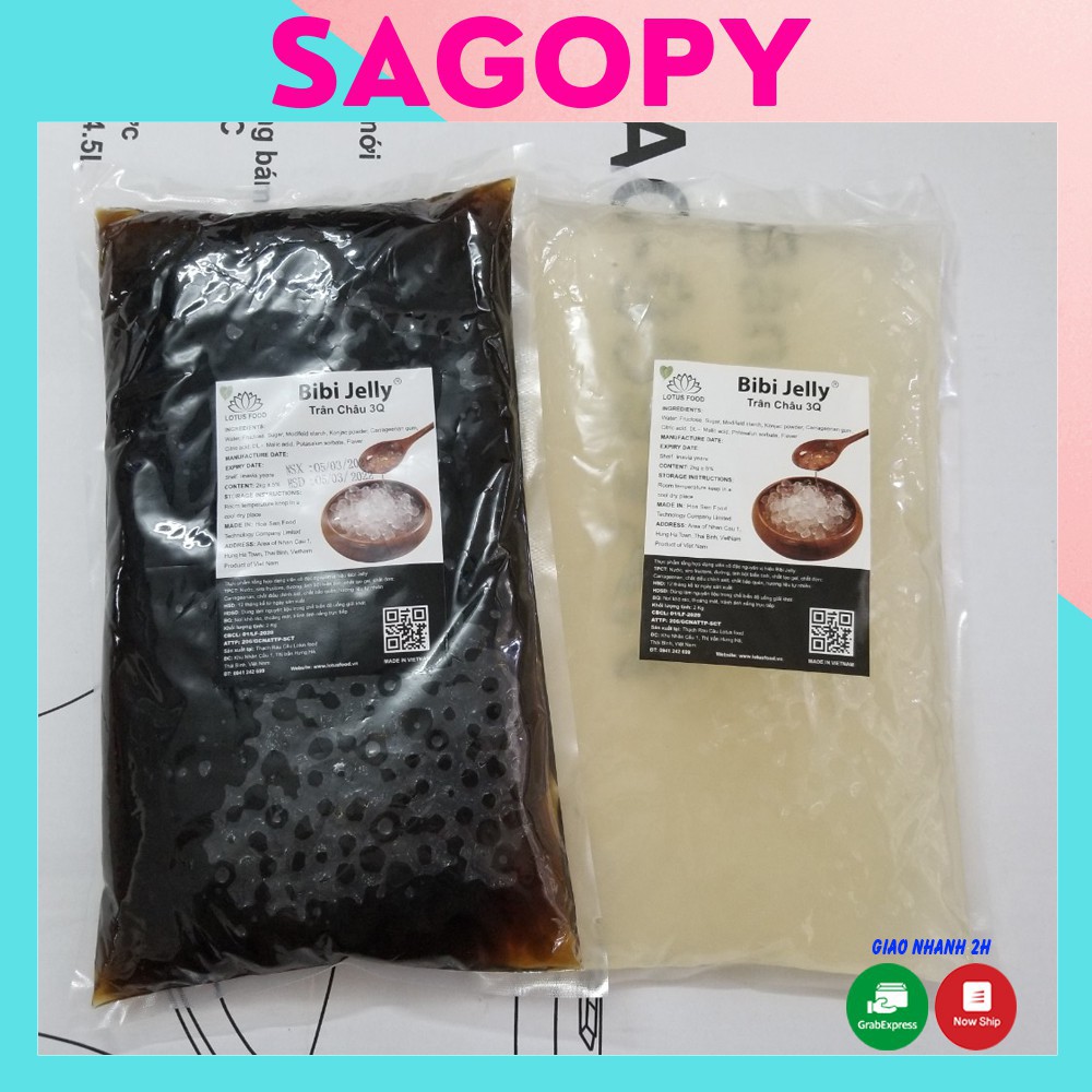 Trân châu 3Q Jelly giòn (2kg) trắng ngọc trai, caramel hàng đài loan ngon bằng eurodeli wings đường đen giá rẻ