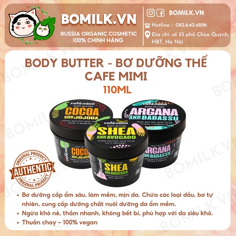 Bơ dưỡng thể Body butter Cafe Mimi - cấp ẩm sâu &amp; ngừa da khô