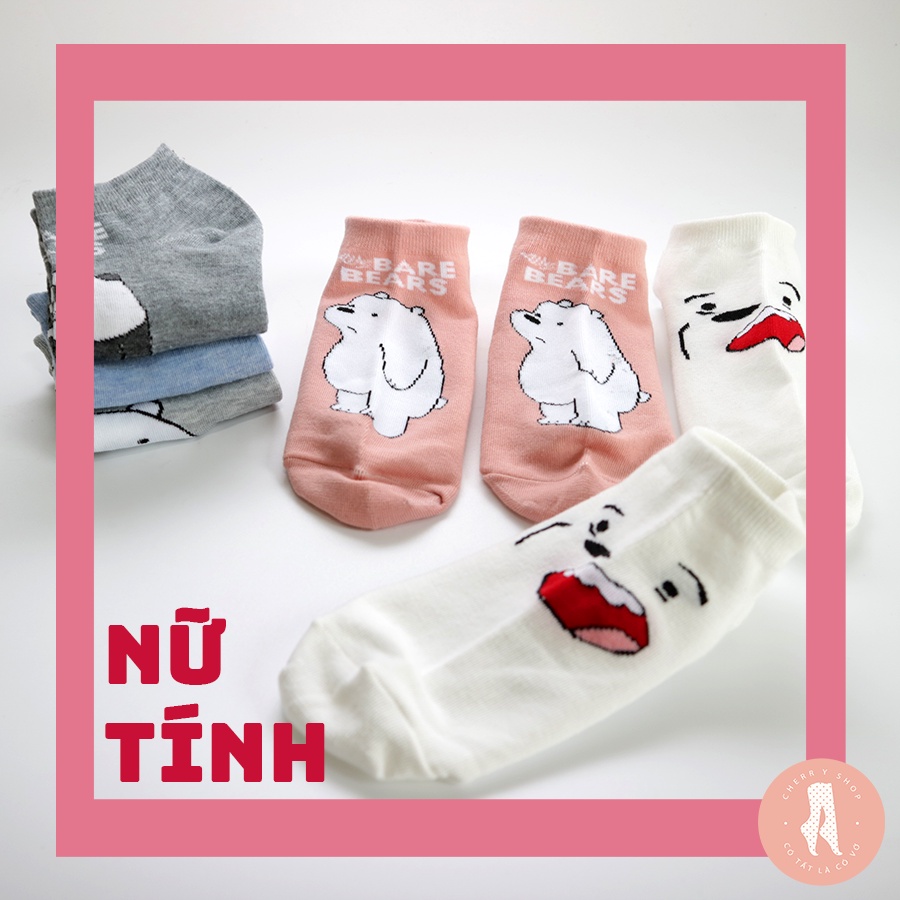 Tất nữ cổ ngắn Hàn Quốc, set 5 đôi vớ nữ chất liệu cotton chống trớn trượt- Cherry Shop