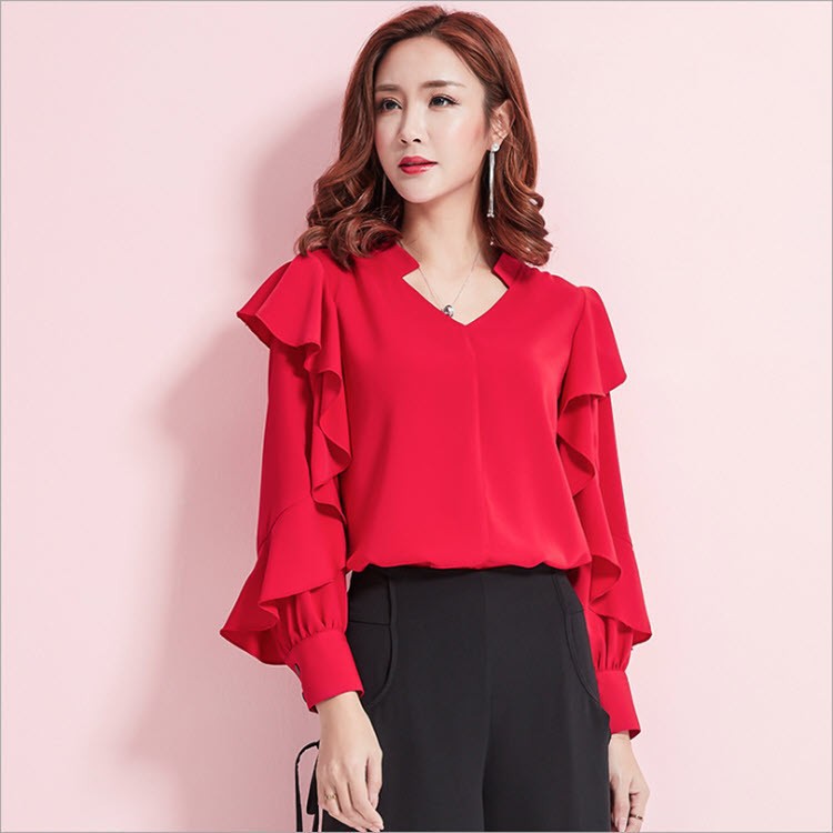 A18055 - Áo chiffon nữ dài tay cao cấp hàng nhập