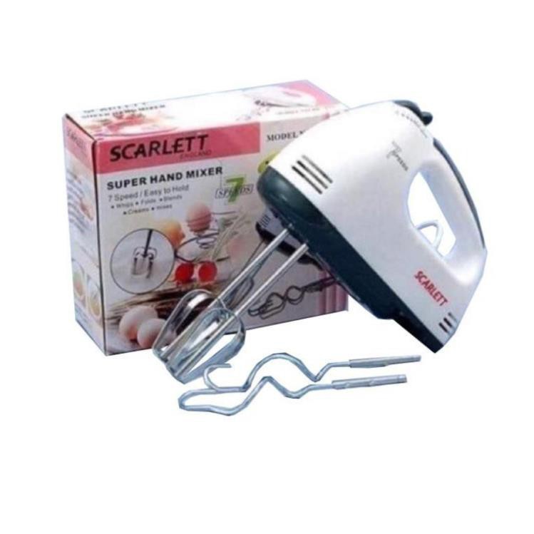 &quot;Máy đánh trứng cầm tay cao cấp Scarlett vỏ máy nhựa công suất 180W - Tặng kèm 2 que nhào bột&quot;