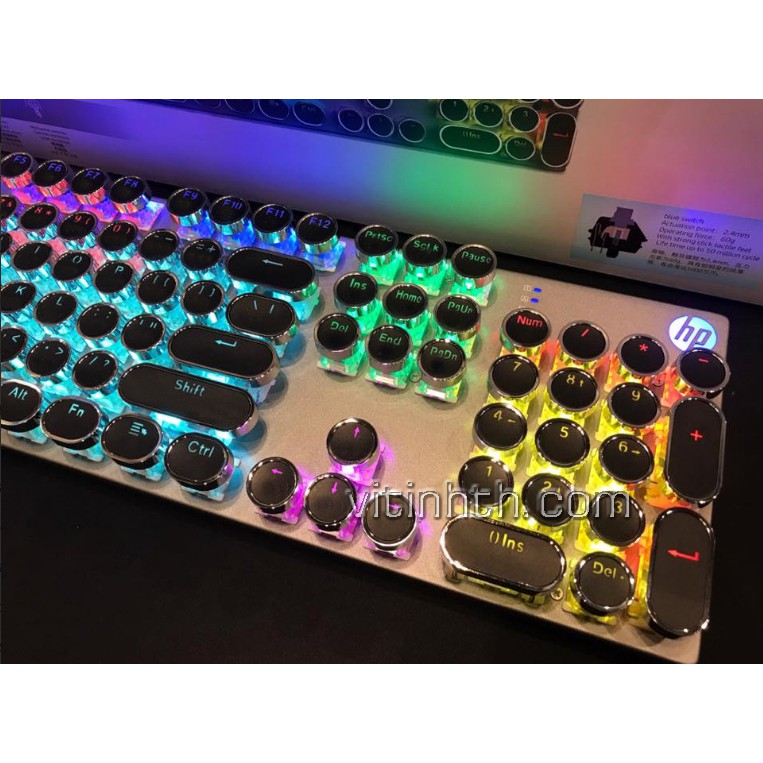 Bàn phím cơ chính hãng Blue switch nút tròn HP độc lạ, đèn led nhiều chế độ - THComputer Q11 | BigBuy360 - bigbuy360.vn