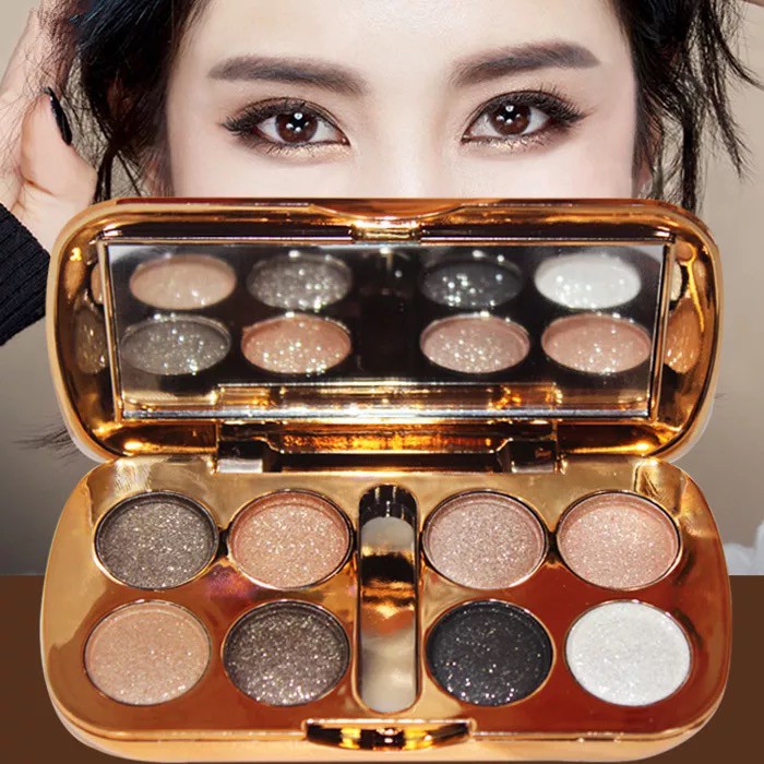 [Phấn mắt] LED 8 Màu Sắc Tươi Sáng Kim Cương Eyeshadow Kèm Cọ Trang Điểm Cực Sang Chảnh Hot Trend 2020