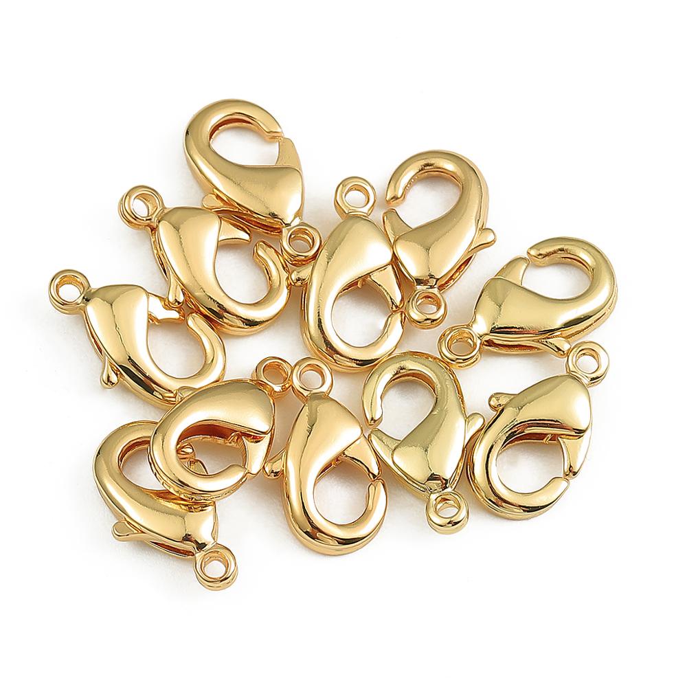 Set 10 Móc Khóa Càng Cua Mạ Vàng 18k 10 / 12mm Tự Làm Trang Sức Tiện Lợi