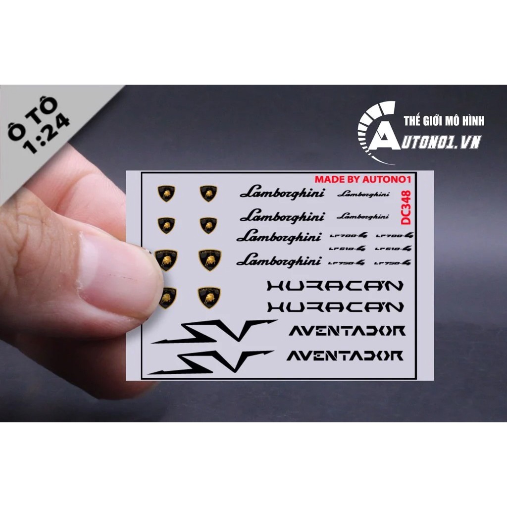 DECAL NƯỚC LAMBORGHINI CHO Ô TÔ TỈ LỆ 1:24 AUTONO1 DC348